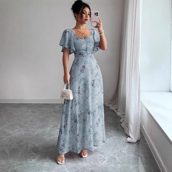 Women’s maxi dress with flowing cut and romantic floral pattern Lisslune