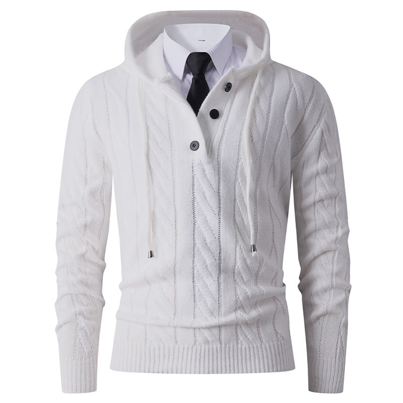 Men's cardigan with hoodie and modern cable pattern Lisslune