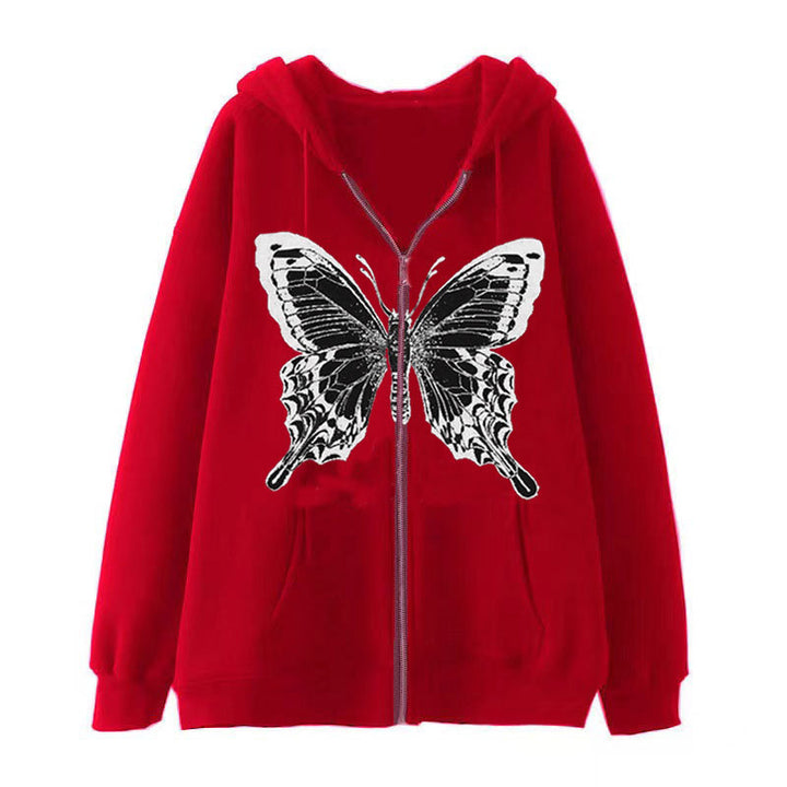 Women's zip hoodie with striking butterfly motif Lisslune