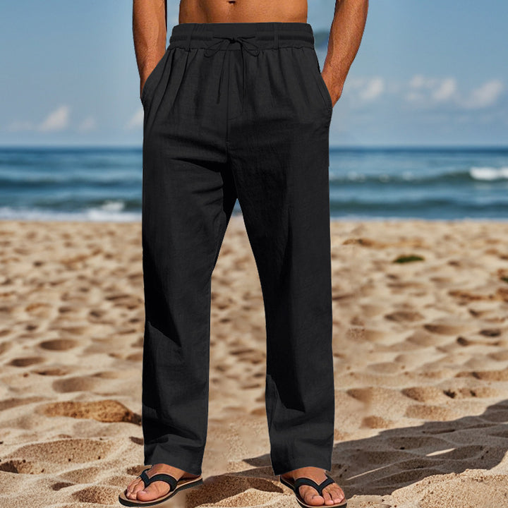 Men's Casual Beach Pants with Elastic Waist and Practical Side Pockets Lisslune