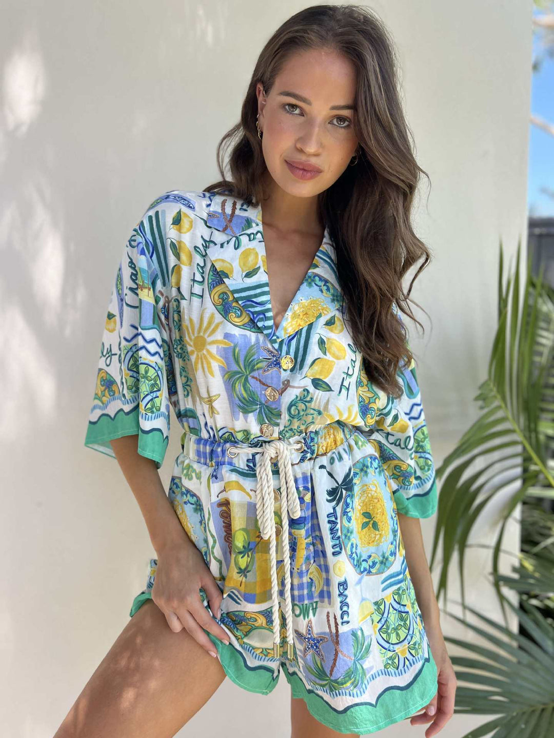 Ladies beach dress with colorful pattern Lune London
