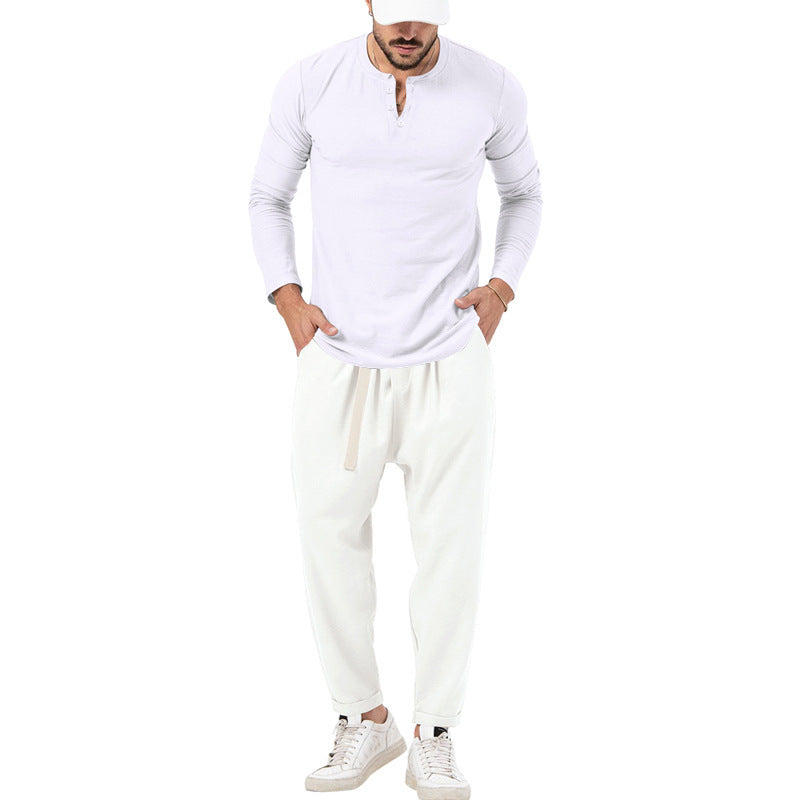 Men's Comfortable Jogging Pants with Fashionable Details and Casual Long Sleeve Shirt Lisslune