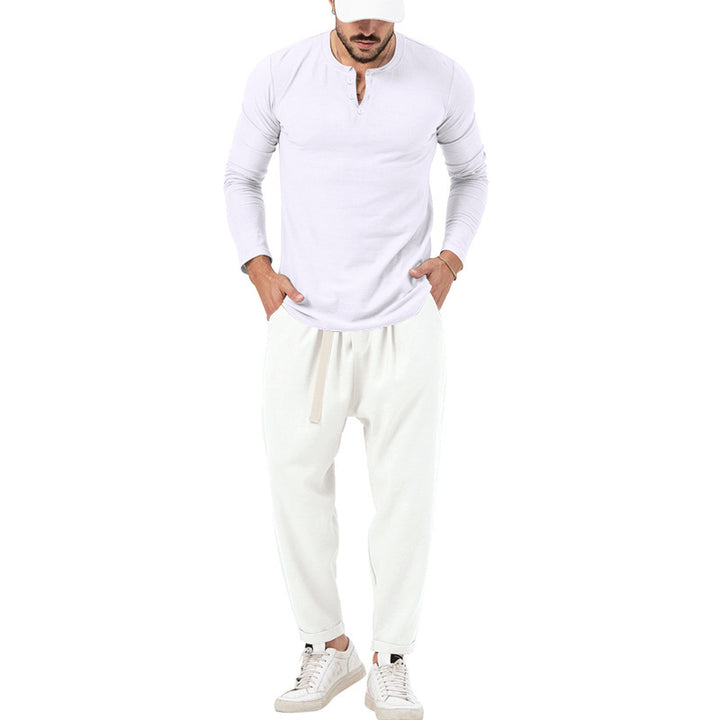 Men's Comfortable Jogging Pants with Fashionable Details and Casual Long Sleeve Shirt Lisslune