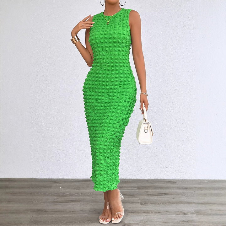 Women's midi dress with textured outer material and figure-hugging cut Lisslune