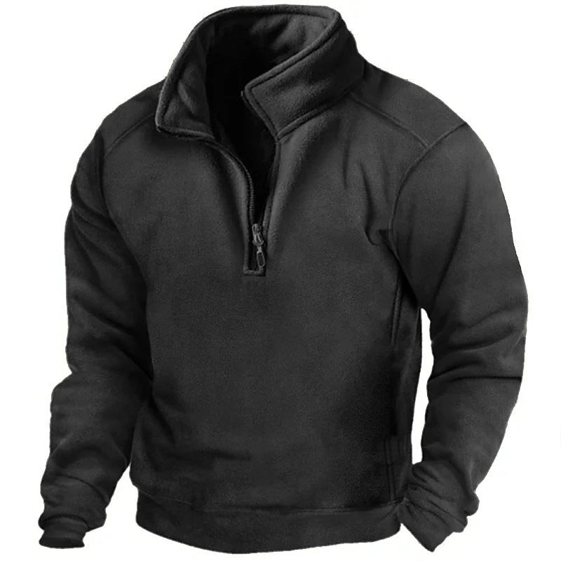 Men's fleece pullover with high collar and practical zipper Lisslune