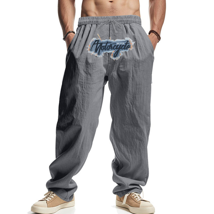 Men's Comfortable Leisure Pants with Elastic Waistband and Side Pockets Lisslune