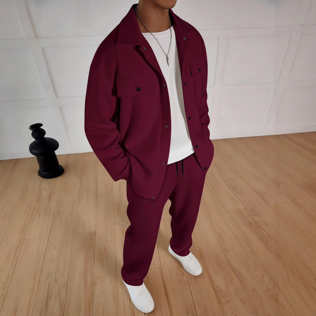 Men's casual set of striped overshirt and comfortable joggers Lisslune