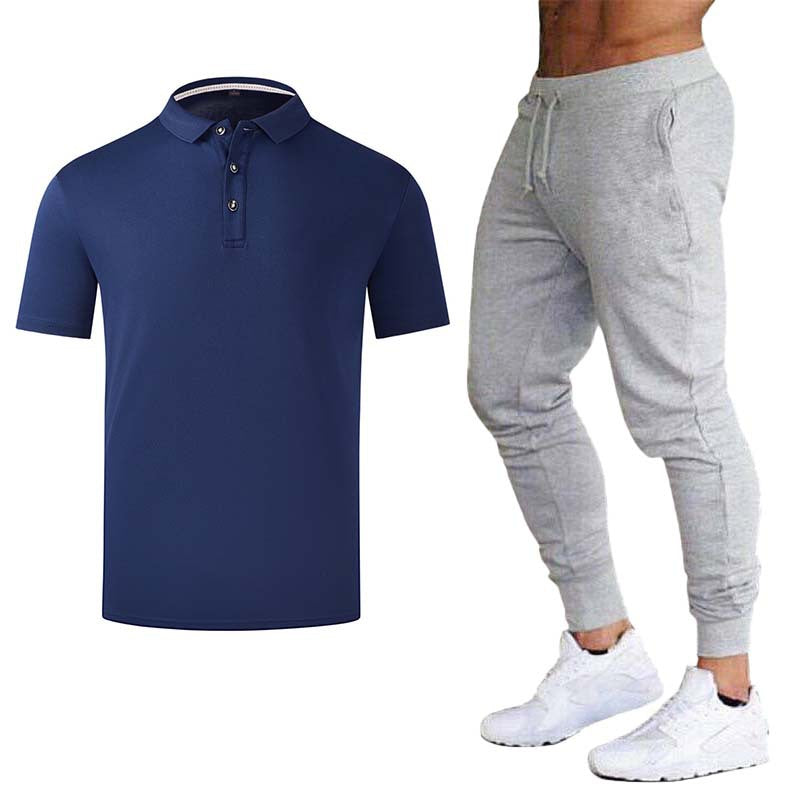 Men's Sporty Polo Shirt with Fashionable Accents and Sweatpants Lisslune
