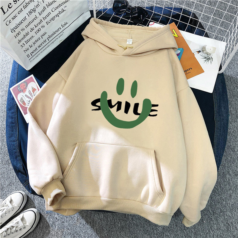 Women's Hoodie with Casual Smile Motif Lisslune