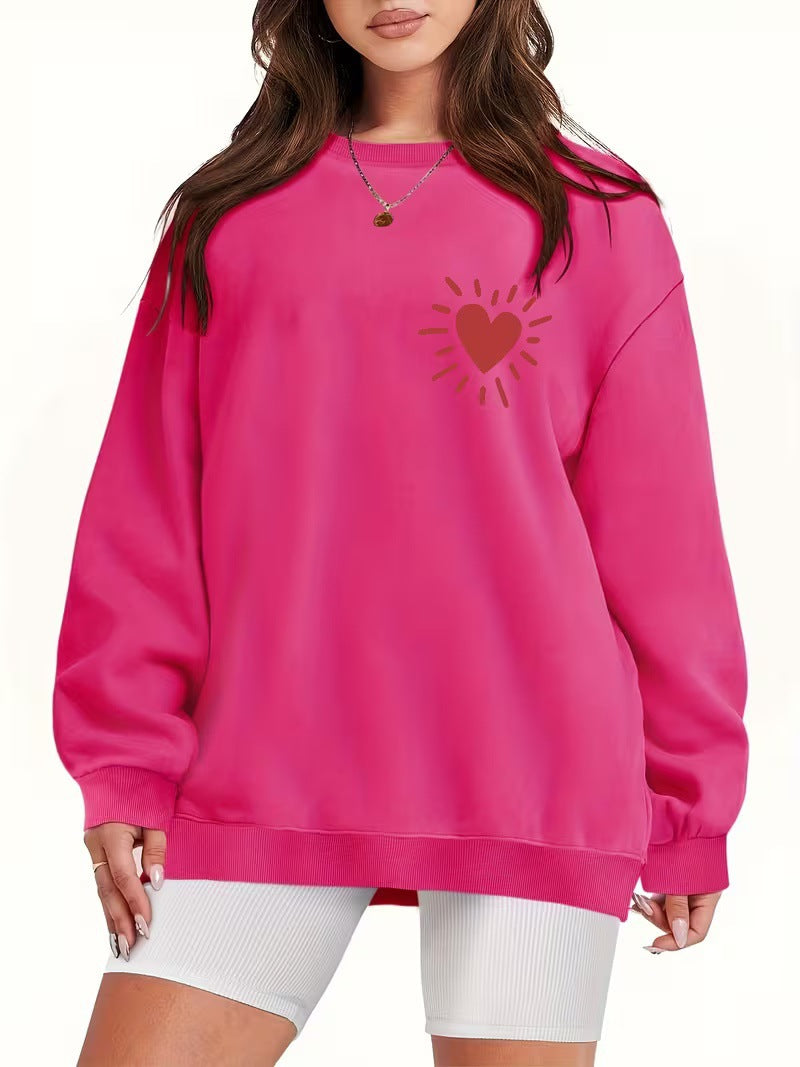 Women's sweatshirt with casual heart motif and oversized fit Lisslune