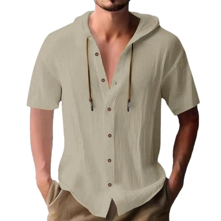 Men's Short Sleeve Shirt with Hood and Fashionable Cut Lisslune