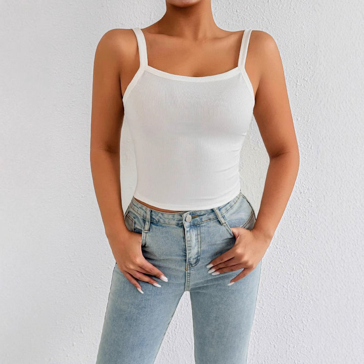 Damen Basic Tops mit verstellbaren Trägern und figurbetontem Schnitt Lisslune