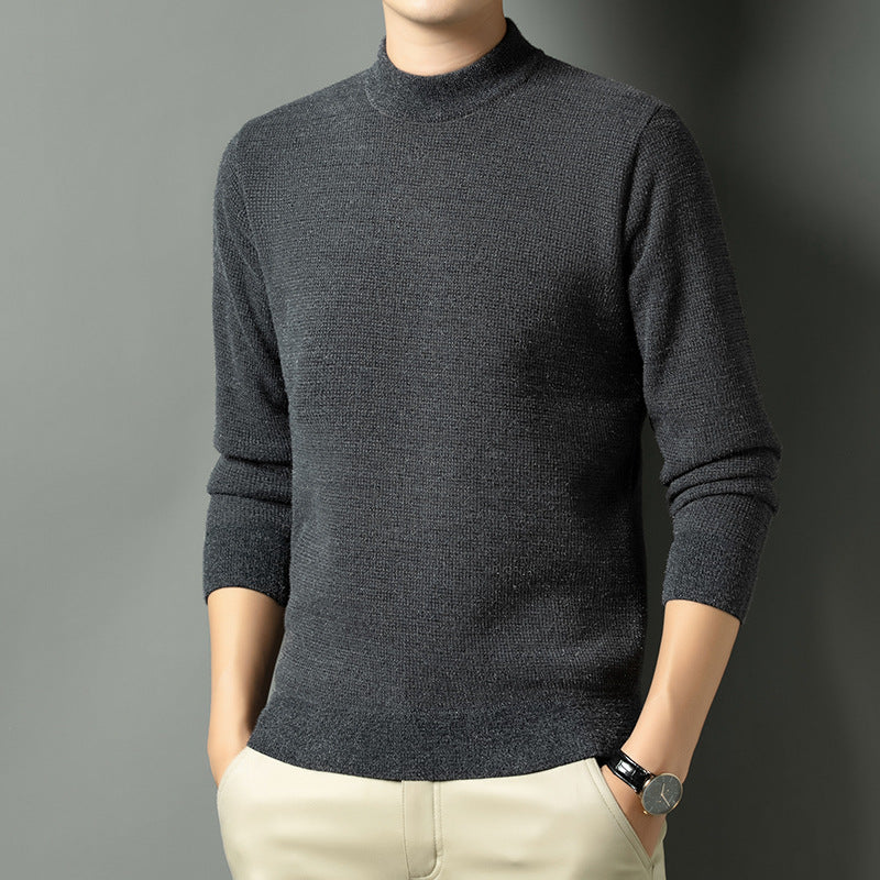 Men's Fine Knit Sweater with High Collar Lisslune
