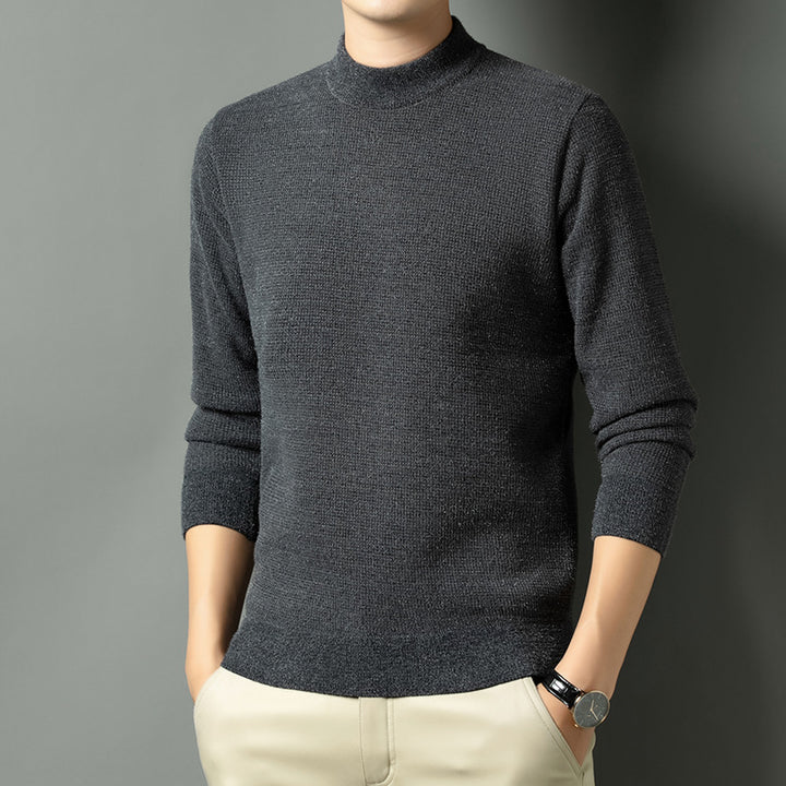 Men's Fine Knit Sweater with High Collar Lisslune