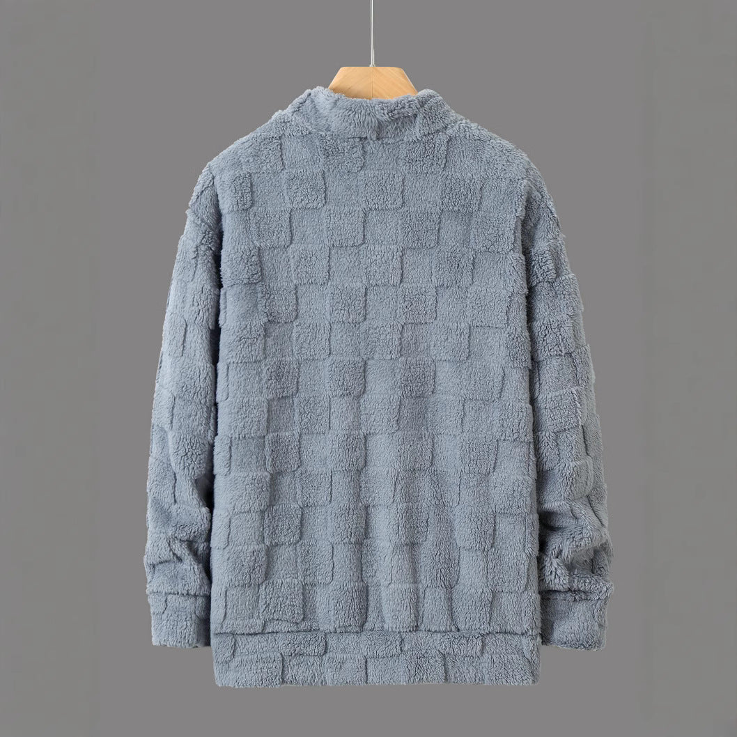 Men's fleece pullover with textured surface and high collar Lisslune