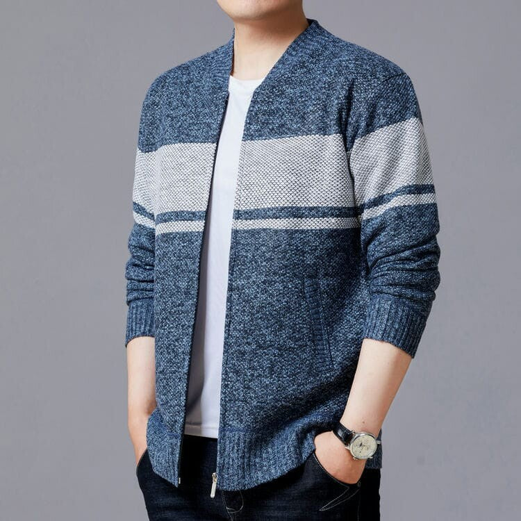 Men's cardigan with modern zipper and textured design Lisslune