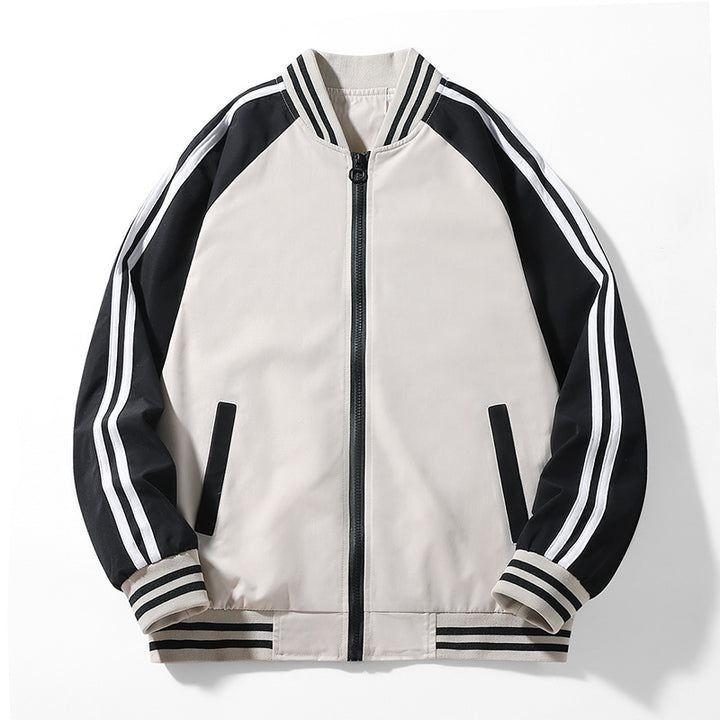 Men's Sporty Bomber Jacket with Contrasting Stripes Lisslune