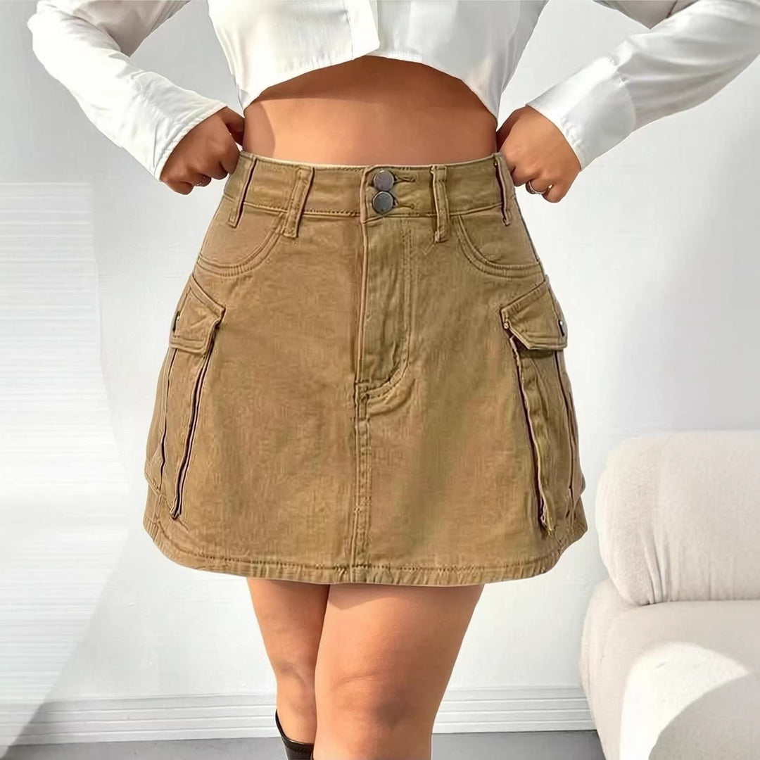 Women's denim mini skirt with patch pockets and modern details Lisslune