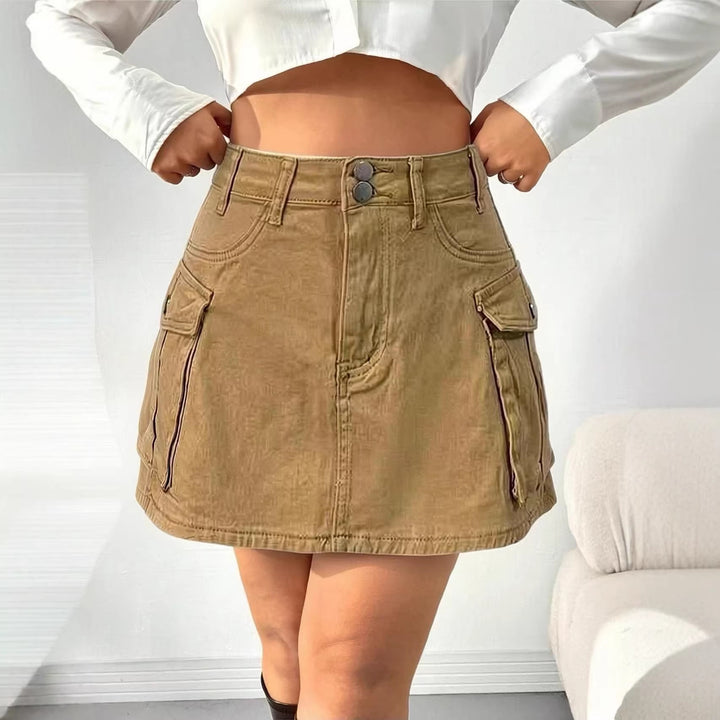 Women's denim mini skirt with patch pockets and modern details Lisslune