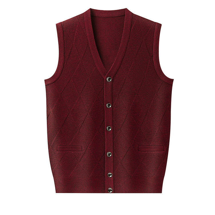 Men's knit vest with V-neck and classic diamond pattern Lisslune