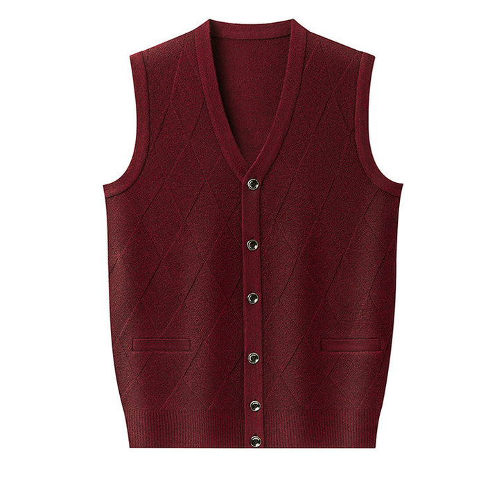 Men's knit vest with V-neck and classic diamond pattern Lisslune