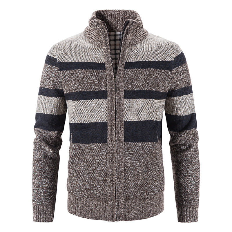 Men's fashionable cardigan with stand-up collar and zipper Lisslune
