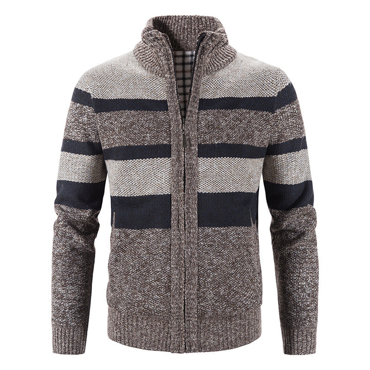 Men's fashionable cardigan with stand-up collar and zipper Lisslune