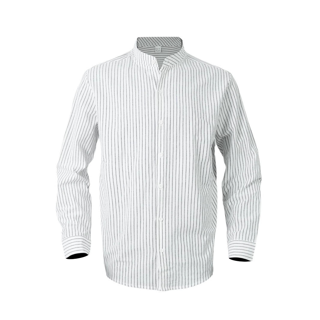 Men's modern shirt with narrow stripes and stand-up collar Lisslune
