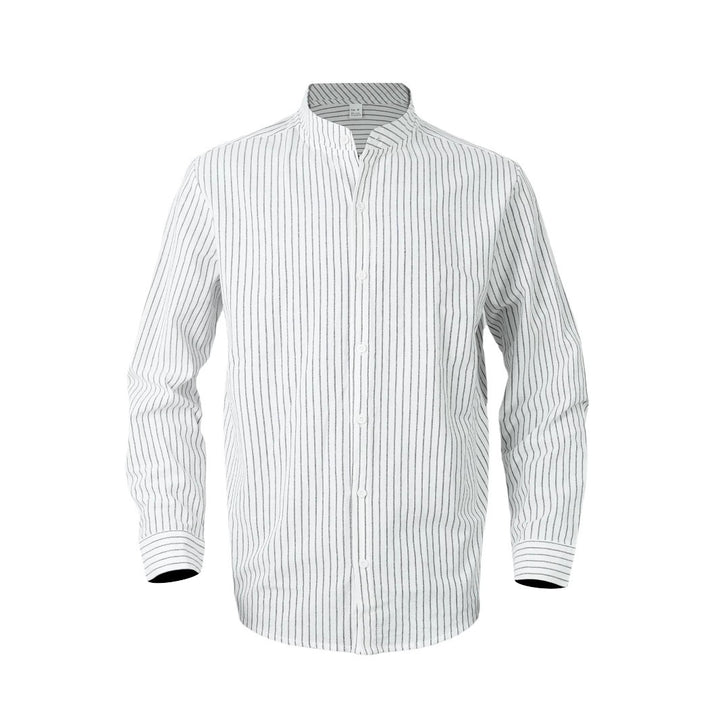 Men's modern shirt with narrow stripes and stand-up collar Lisslune