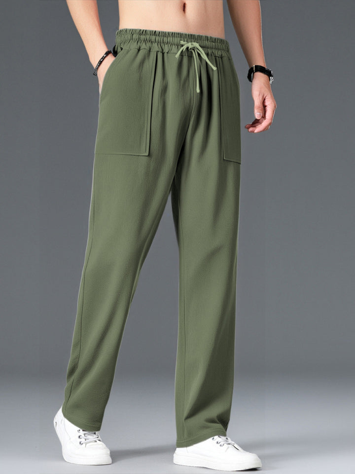 Men's Comfortable Leisure Pants with Elastic Waistband and Side Pockets Lisslune