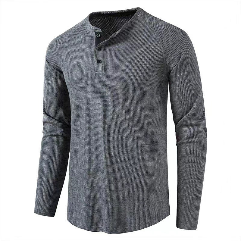 Men's fashionable long-sleeve shirt with elegant button placket and textured design Lisslune