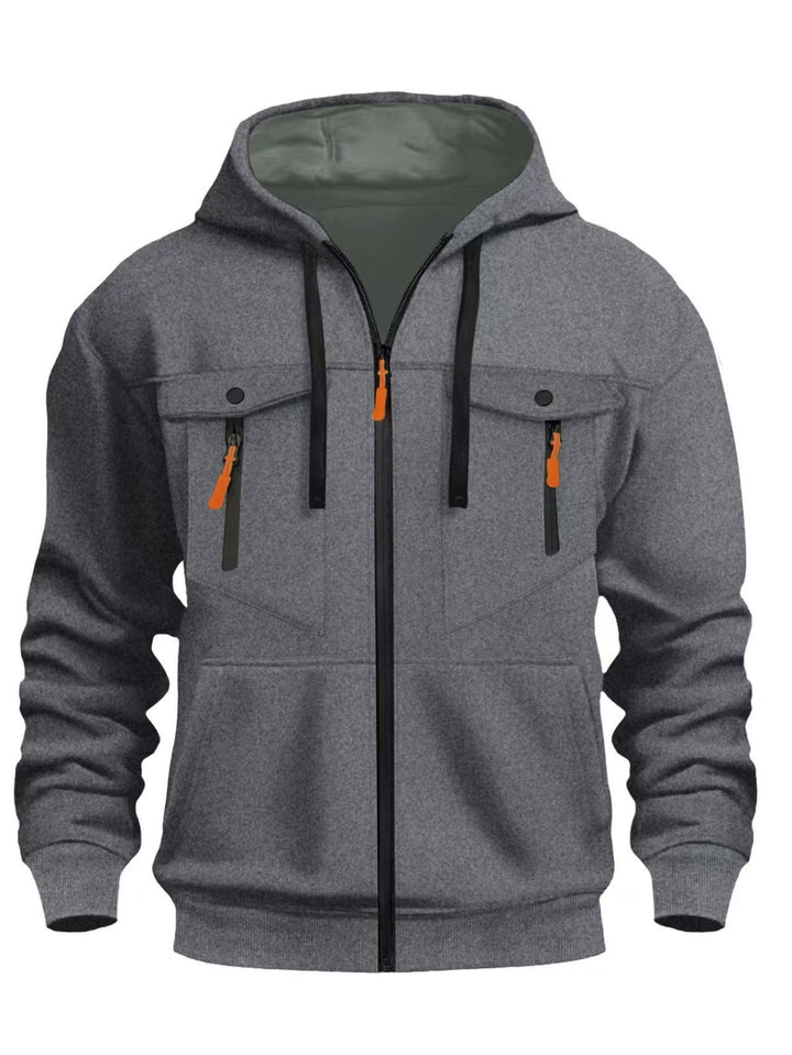 Men's hooded jacket with practical zip pockets and elastic cuffs Lisslune