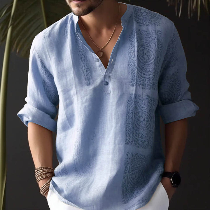 Men's linen shirt with stylish button details Lisslune