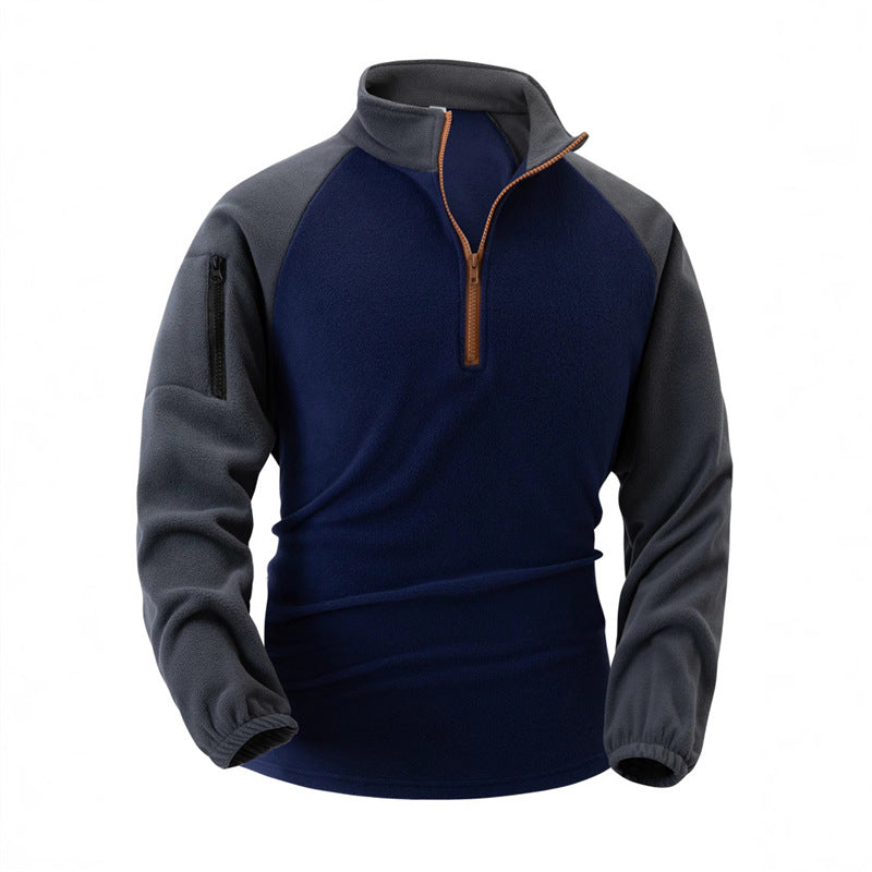 Men's fleece pullover with half zipper and functional pockets Lisslune