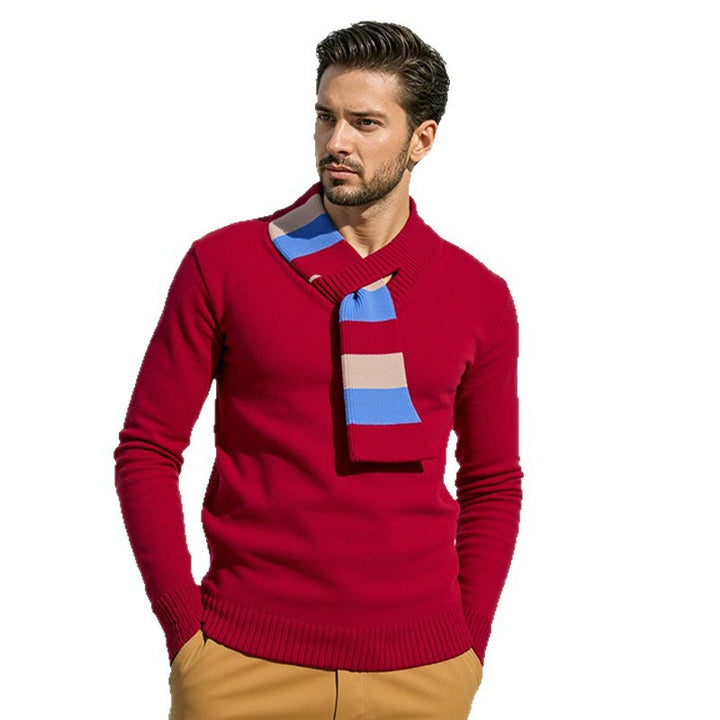 Men's elegant sweater with modern V-neck and fine ribbed details Lisslune
