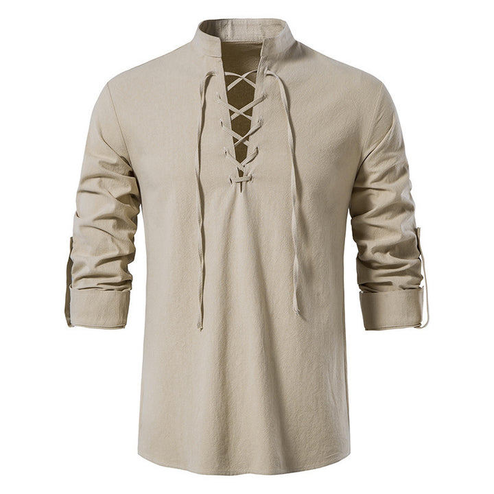 Men's long sleeve shirt with decorative lacing element Lisslune