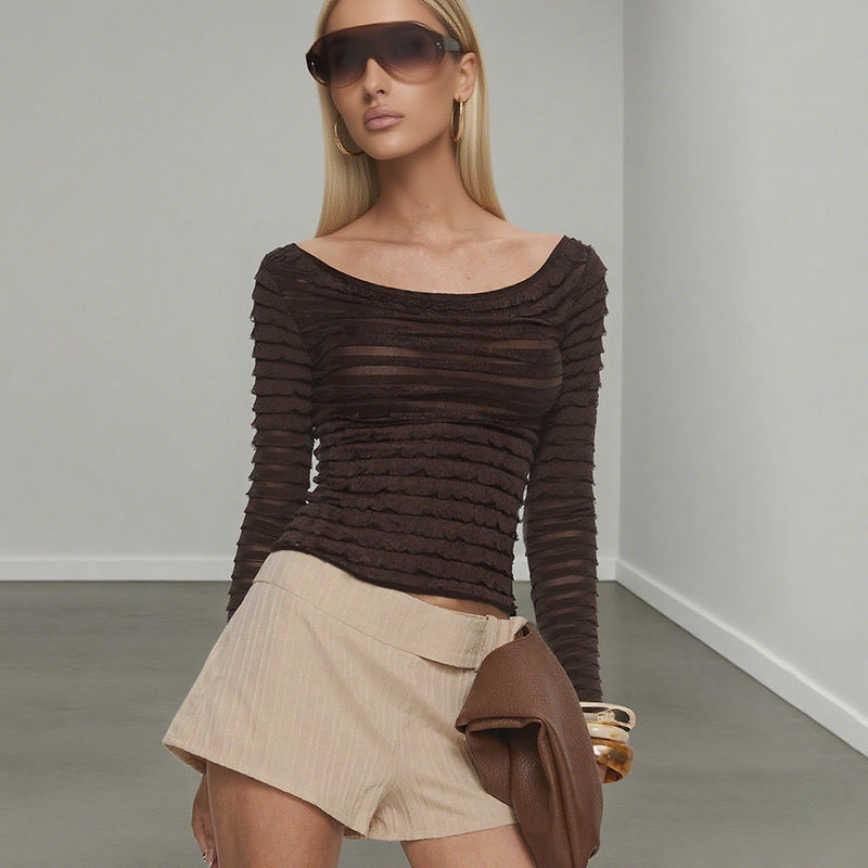 Women Long-sleeved top with structured ruffle details Lune London