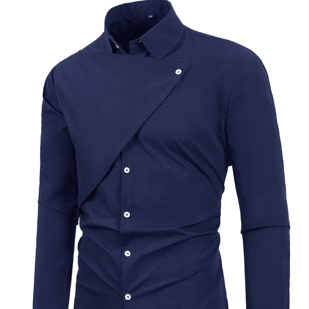 Men's Elegant Short Sleeve Shirt with Asymmetric Design Lisslune