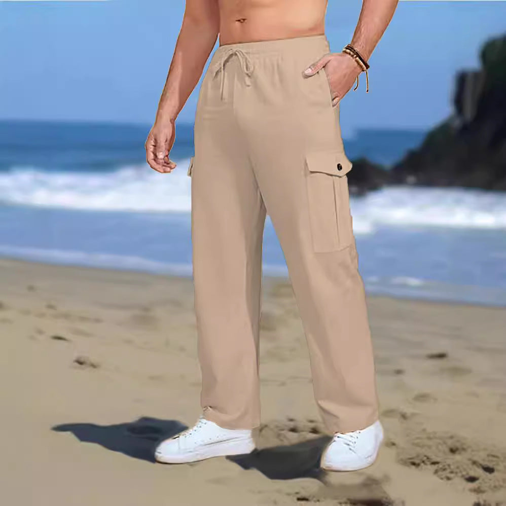 Men's casual cargo pants with elastic waistband and practical side pockets Lisslune