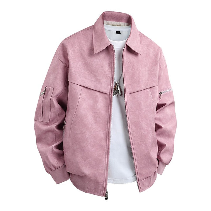 Men's synthetic leather jacket in a casual biker style with practical pockets Lisslune
