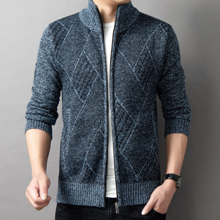 Men's cardigan with modern zipper and graphic pattern Lisslune