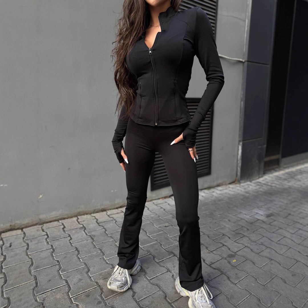 Women's Sporty Compression Jacket with Thumbholes Lisslune