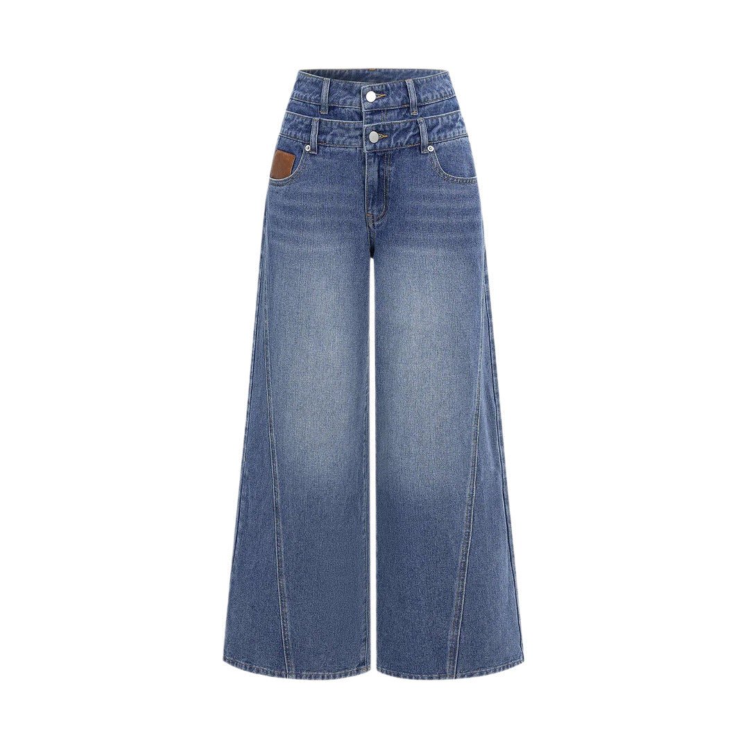 Ladies fashionable high-waist jeans with wide legs Lisslune