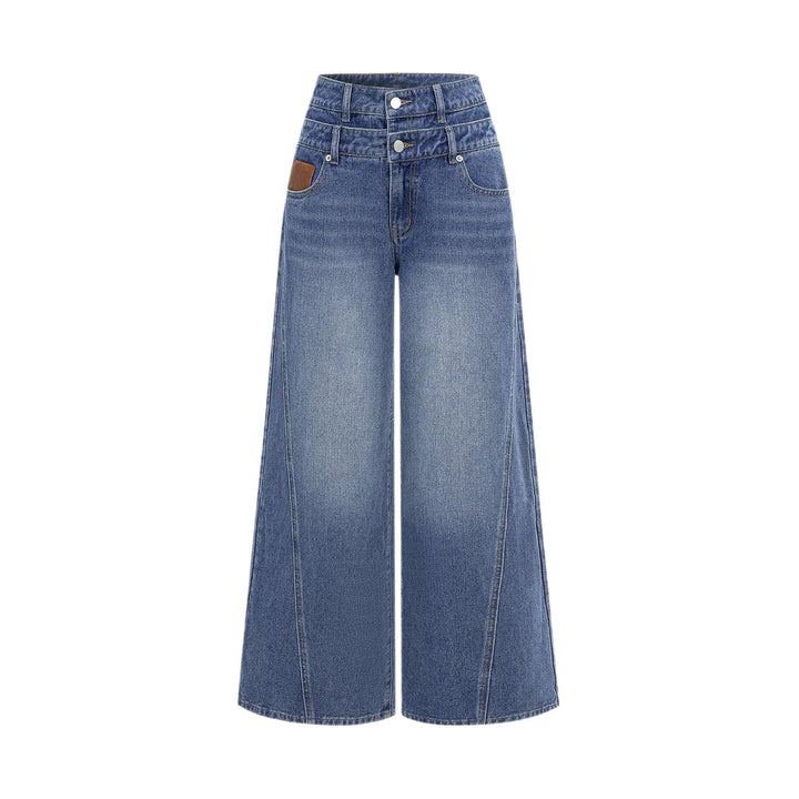 Ladies fashionable high-waist jeans with wide legs Lisslune