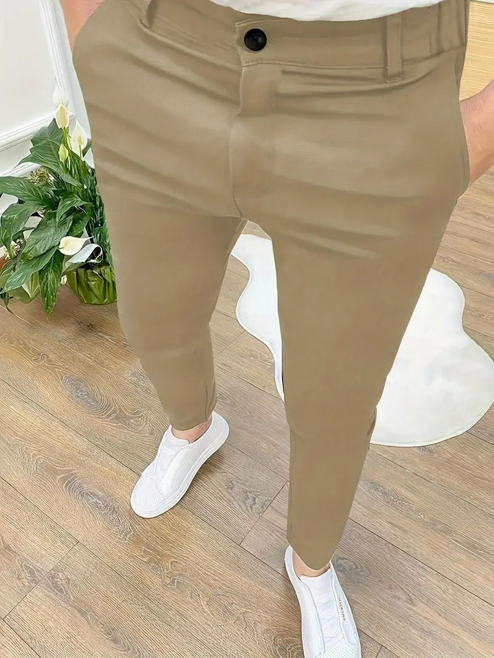 Men's Fashion Slim-Fit Pants with Elastic Waistband and Practical Pockets Lisslune