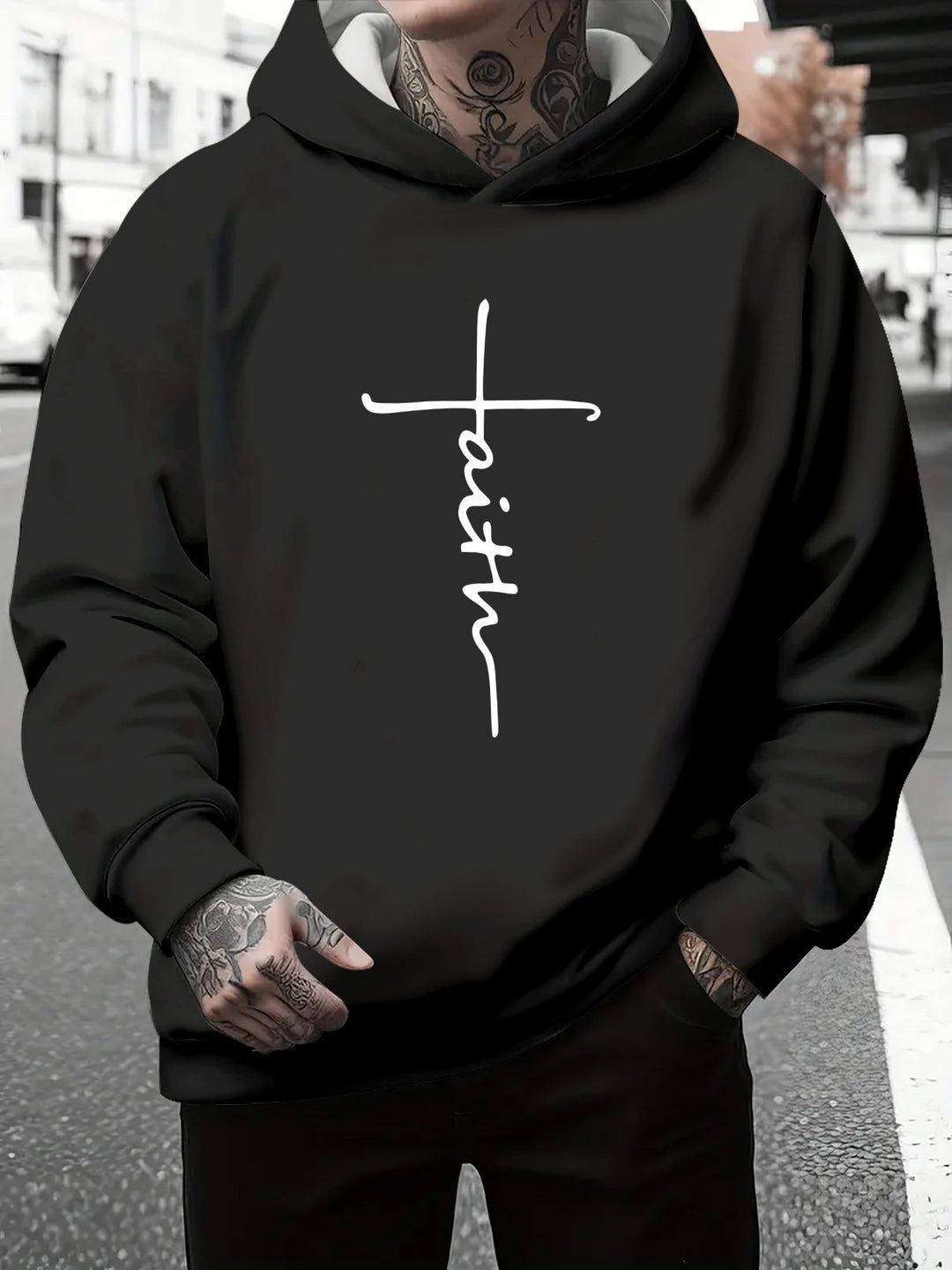 Men's hoodie with subtle gradient look and inspiring lettering Lisslune