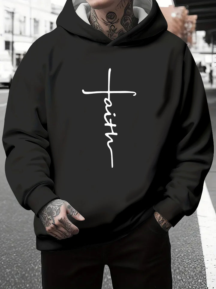 Men's hoodie with subtle gradient look and inspiring lettering Lisslune