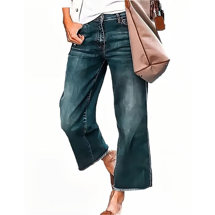 Damen Weite Beine Denim-Hose Lisslune