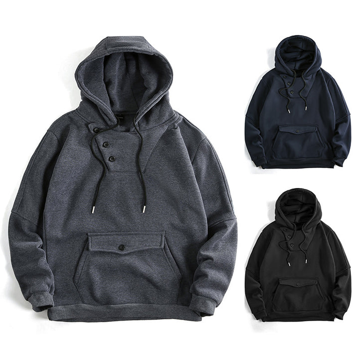 Men's casual hoodie with button details and practical pockets Lisslune