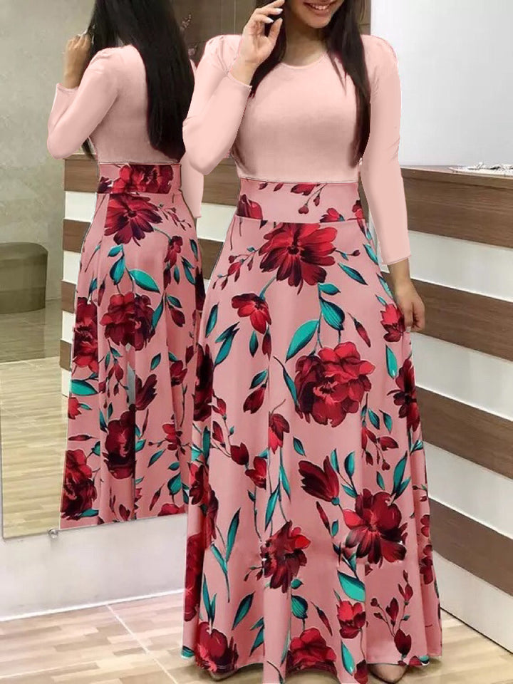Damen Elegantes Maxikleid mit grafischem Druck und flexiblem Bund Lisslune